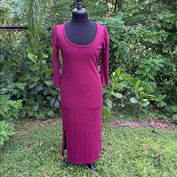 The Nines by Hatch maroon scoop neck midi dress, size Large - Picture 3 of 9